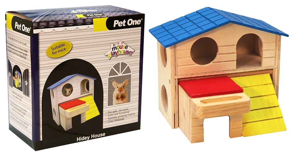 Pet One Mouse Wood Playhouse Hidey House (15.5x9x16cm)