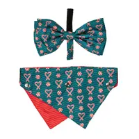 FuzzYard Dog Bandana & Bowtie - I Heart Candy Canes - Small/Medium