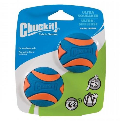 ChuckIt Ultra Squeaker Dog & Puppy Balls - Small (5cm) - 2 Pack