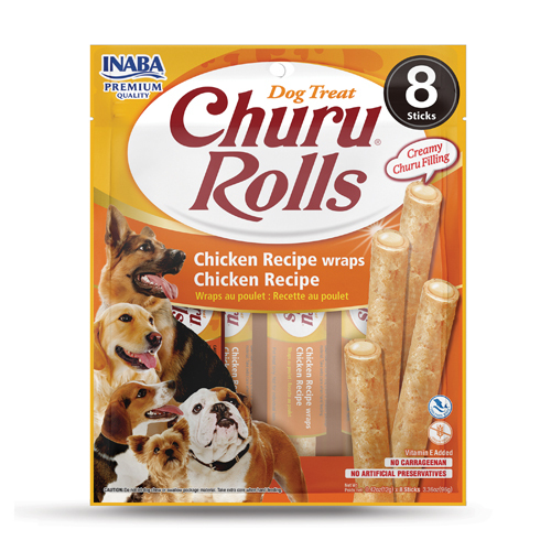 INABA Churu Rolls Dog Treat - Chicken - 96g (8 Sticks)