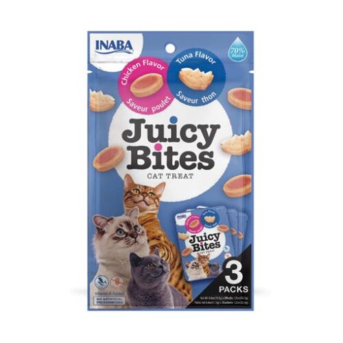 INABA Juicy Bites Cat Treat - Chicken & Tuna Flavour - 3 Packs (34g)