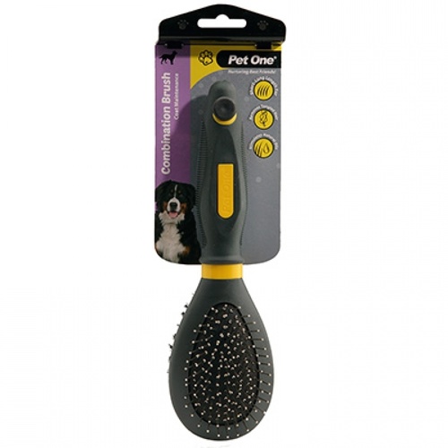 Pet One Combination Bristle & Metal Pin Brush - Large