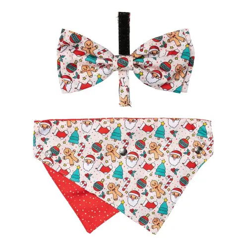 FuzzYard Dog Bandana & Bowtie - Tinsel Time - Small/Medium