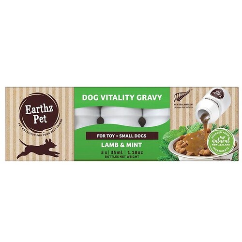 Earthz Pet Dog Vitality Gravy for Medium + Large Dogs - Lamb & Mint - 5 x 50ml